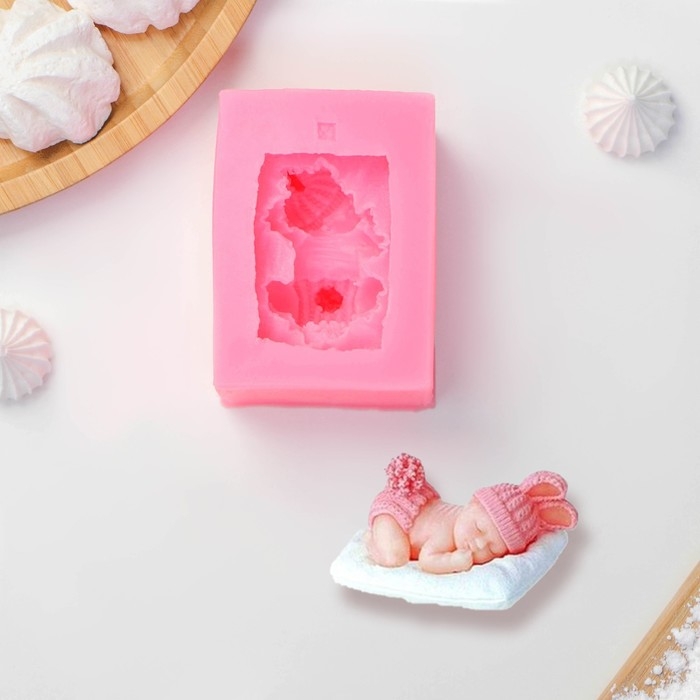 Молд Доляна &laquo;Сонный ребёнок&raquo;, силикон, 9&times;6 см, цвет розовый