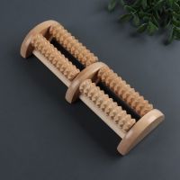 Массажёр &laquo;Барабаны&raquo;, 4 ролика с шипами, деревянный, 26 &times; 10 &times; 5 см