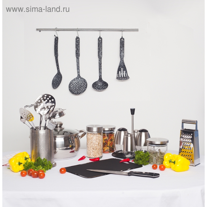 Ложка гарнирная Доляна &laquo;Мрамор&raquo;, 30,5 см, цвет чёрный