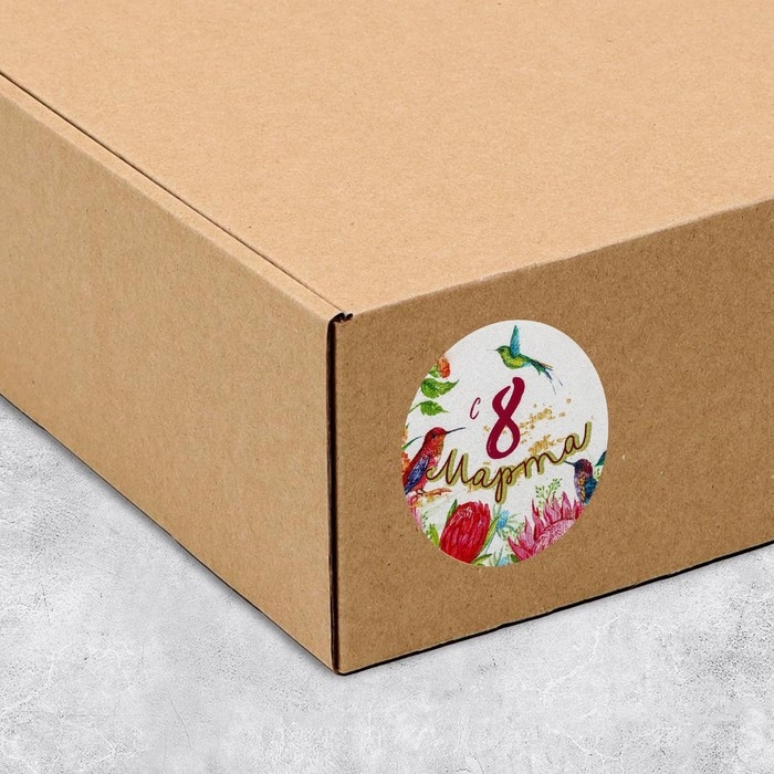 Наклейки для бизнеса и подарков &laquo;С 8 марта&raquo;, 4 х 4 см, 50 шт