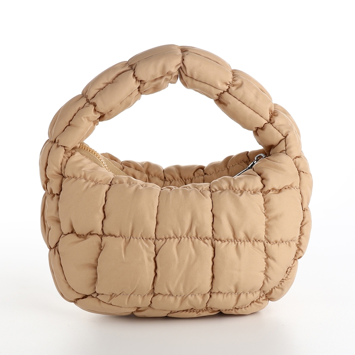 Сумка молодёжная на молнии, цвет бежевый