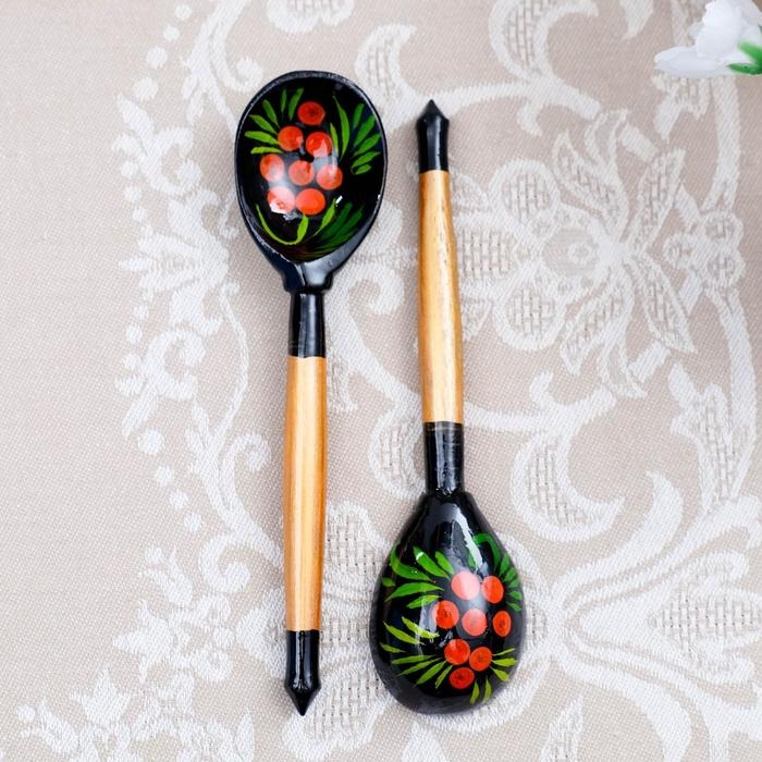 Ложка деревянная &laquo;Чернушка&raquo;, маленькая, хохлома, МИКС