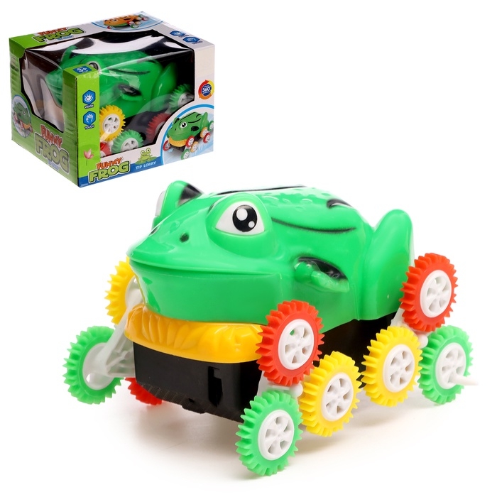 Машинка-перевёртыш &laquo;Лягушка&raquo;, работает от батареек, цвет зеленый