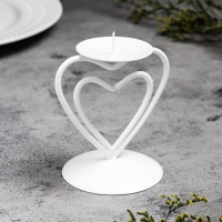 Подсвечник "Гламур" металл на 1 свечу, 9х10,2 см, белый