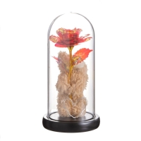 Ночник колба &laquo;Мишка с цветком&raquo; LED красный 3хААА 10,5х10,5х22см