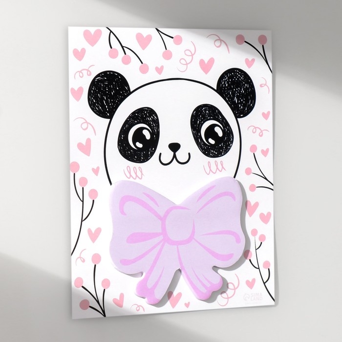 Магнит с блоком для записей "Панда с бантом" 12,5х15,7 см