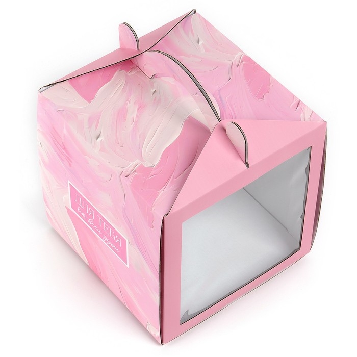 Коробка кондитерская с окном, сундук, &laquo;Нежные краски&raquo;, 20 х 20 х 20 см