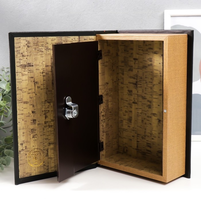 Сейф-книга дерево кожзам "Город в ночных огнях. Золото" 27х18х7 см