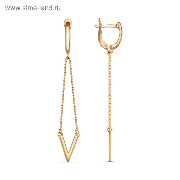 Серьги висячие &laquo;Виктори&raquo;, розовое золочение