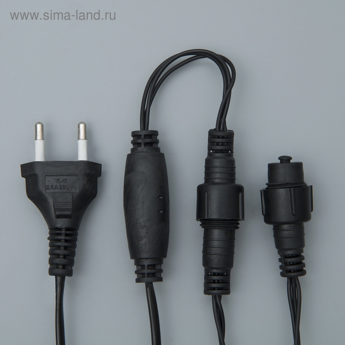 Гирлянда &laquo;Нить&raquo; 10 м, IP65, УМС, тёмная нить, 100 LED, свечение синее, мерцание белым, 220 В