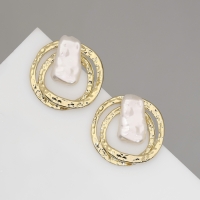 Серьги с жемчугом &laquo;Бусина&raquo; двойной круг, цвет золото