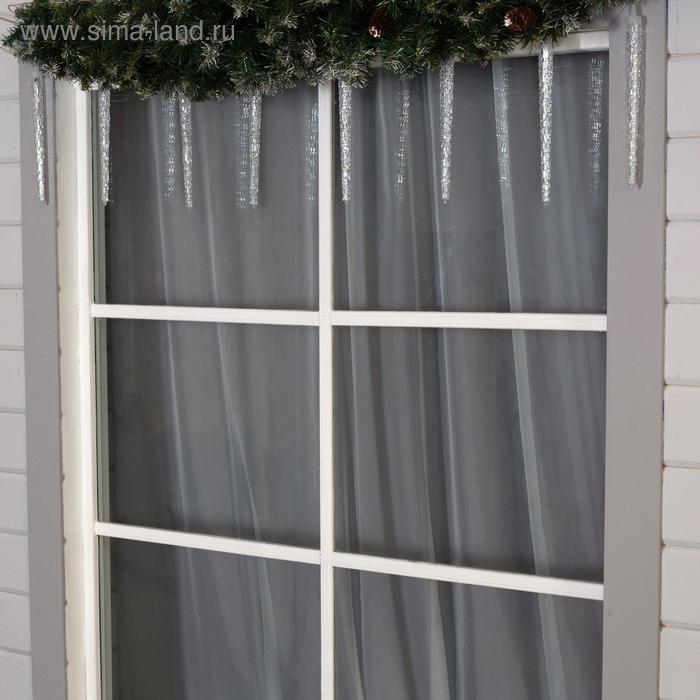 Гирлянда &laquo;Сосульки рифленые&raquo; 2.5 &times; 0.3 м, IP65, прозрачная нить, 192 LED, свечение белое с эффектом стекания, 12 В