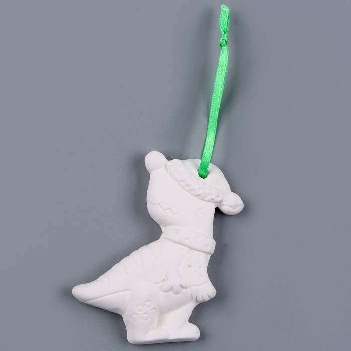 Новый год! Набор елочных украшений под раскраску 4 шт &laquo;Динозавры&raquo; с подвесом, кисть