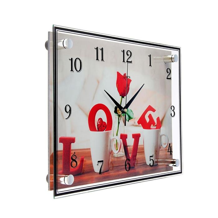 Часы настенные: Цветы, "Любовь", бесшумные, 25 х 35 см