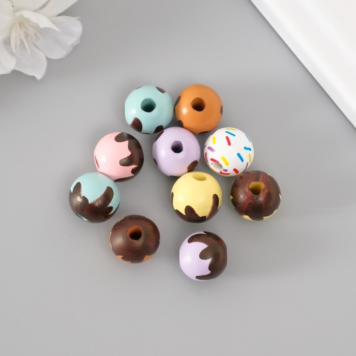 Бусины для творчества дерево "Сладости" набор 10 шт d=1,6 см