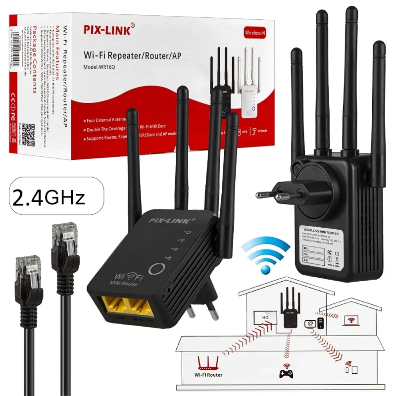 WiFi Усилитель коннектор 2.4G  LV-WR16Q Черный