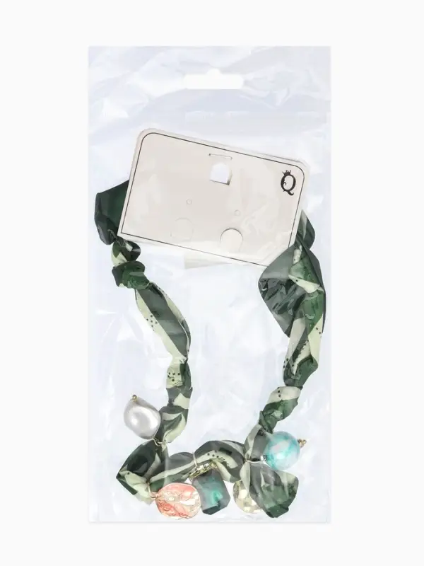 Колье-чокер на платке "Стиль". цвет изумрудный с золотом