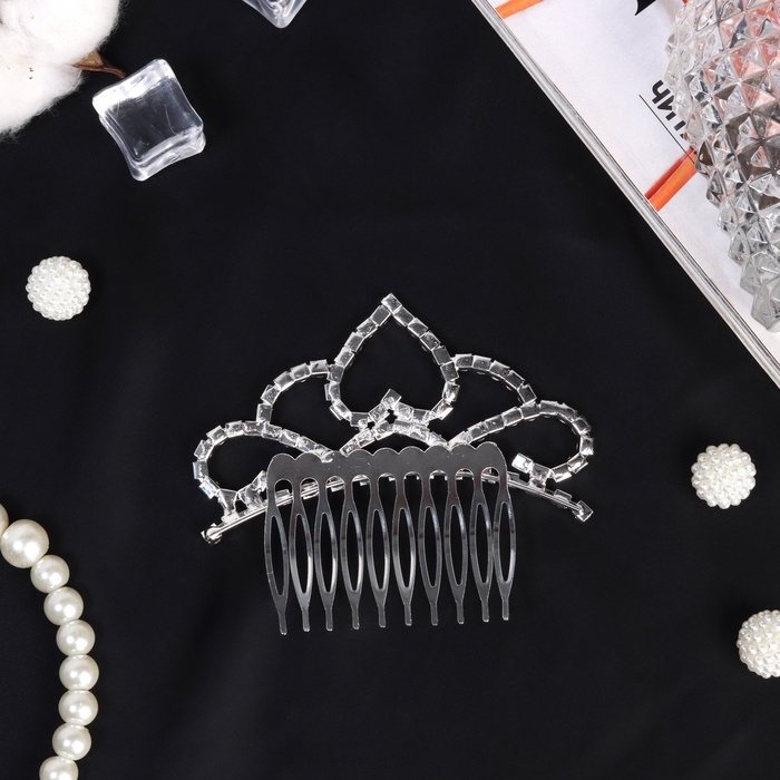 Диадема для волос "Медея" сердце грация, 8,5х7 см, серебро