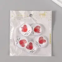 Кабошон стекло для творчества "Круг. Сердце отпечатки" 3х3 см