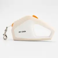 Рулетка - поводок для собак, лента 3 метра, белая/бежевая