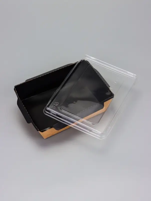 Контейнер с плоской крышкой, черный, 0,5 л, 16 х 12 х 4,5 см