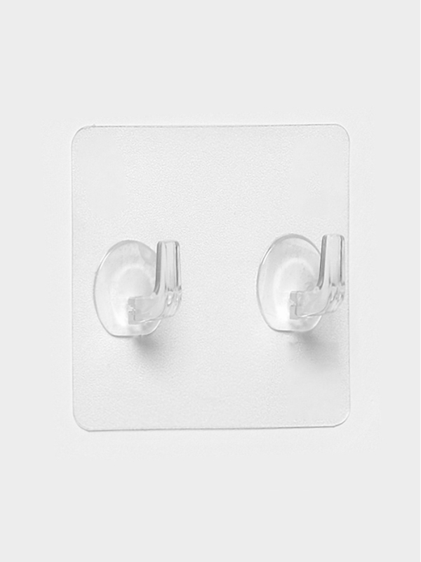 Крючки двойные самоклеящиеся настенные прозрачные, 5,6х5,6 см, 5 шт