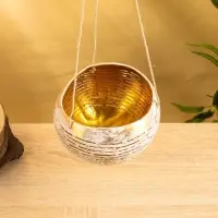 Подсвечник подвесной из кокоса, 12-15 см, золотисто-белый