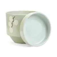 Горшок цветочный с поддоном 3,4 л, керамика "Листья" (М)