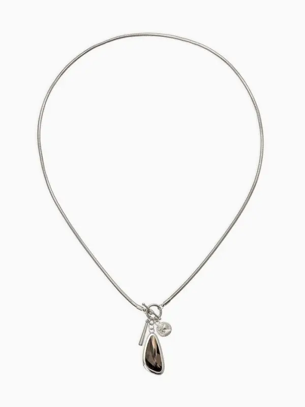 Кулон на цепочке "Стиль" капля, цвет серый в серебре