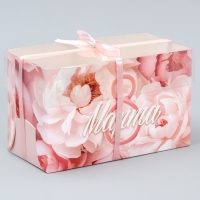 Коробка для капкейка, кондитерская упаковка, 2 ячейки &laquo;8 марта&raquo;, 16 х 8 х 10 см