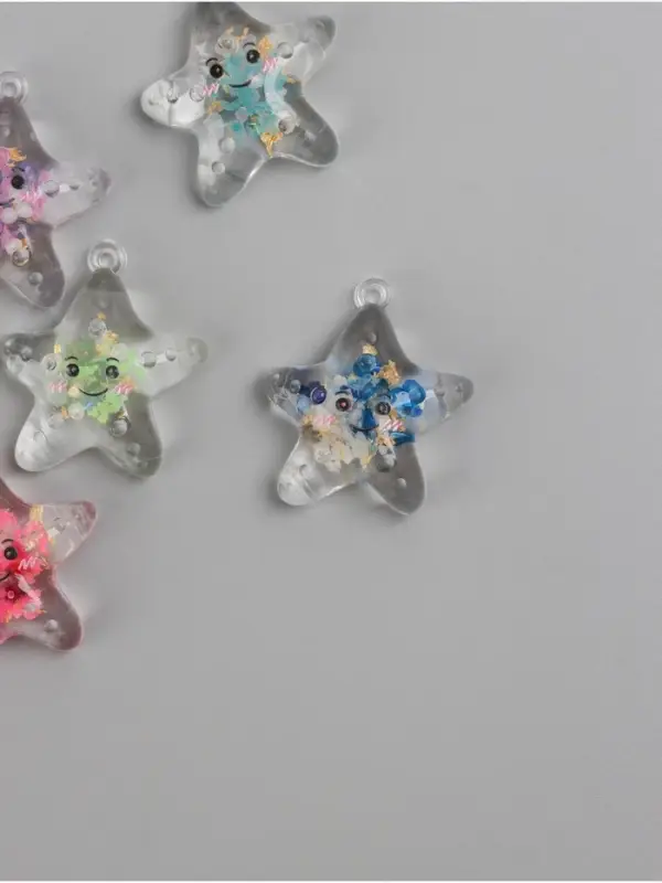 Подвеска для творчества акрил "Улыбчивая звёздочка" светится в темноте МИКС 3х2,7х1 см