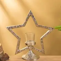 Подсвечник со стеклом "Звезда" алюминий  28х10,5х29,5 см