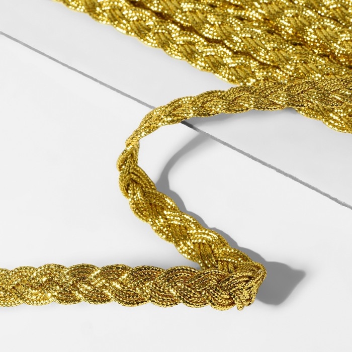 Тесьма декоративная &laquo;Косичка&raquo;, 8 мм, 10 &plusmn; 1 м, цвет золотой