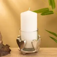 Подсвечник со стеклом "Сердце" алюминий 10х10х10 см