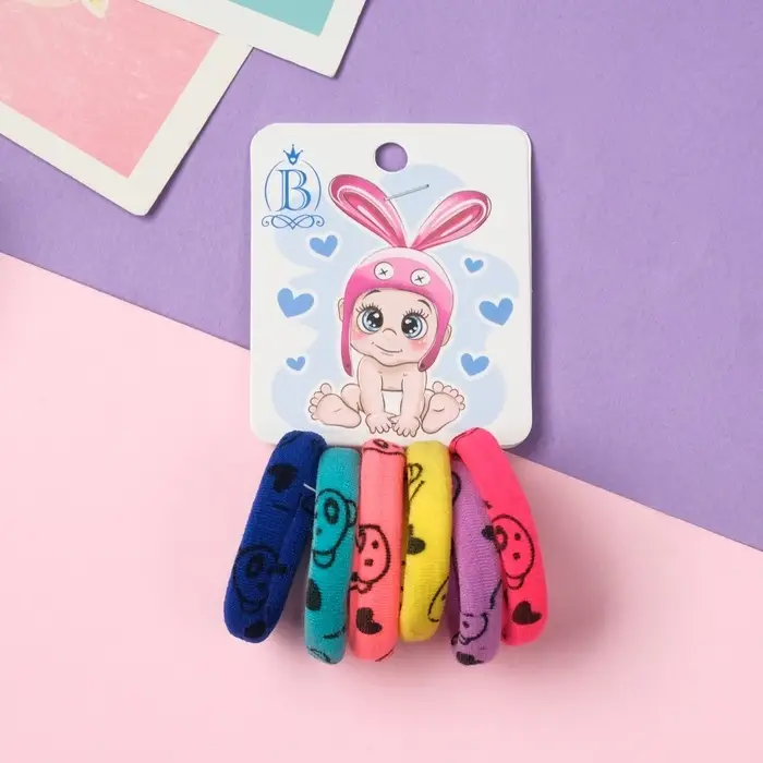 Резинка для волос "Карапуз" (набор 6 шт) ушки, 4 см, мишки