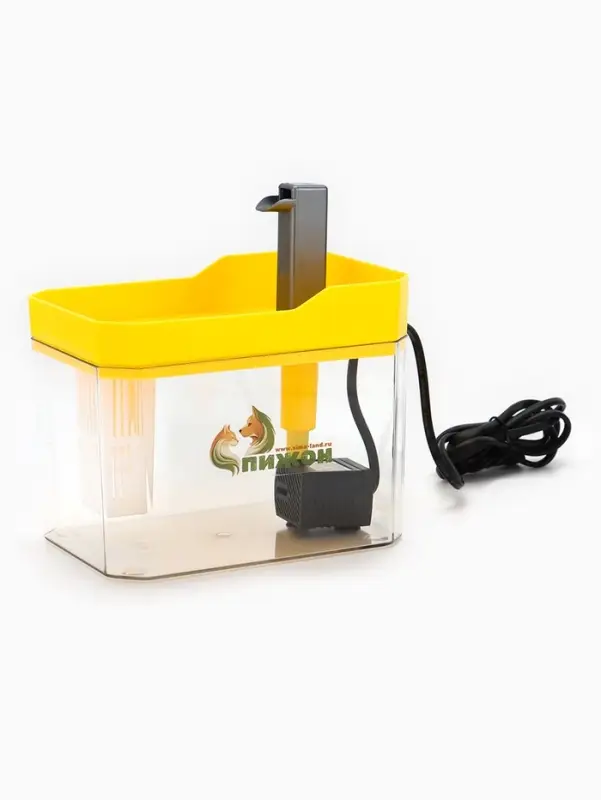 Фонтан для кошек и собак 1,5 л, 16,5 х 11,5 х 12 см, евророзетка, жёлтый