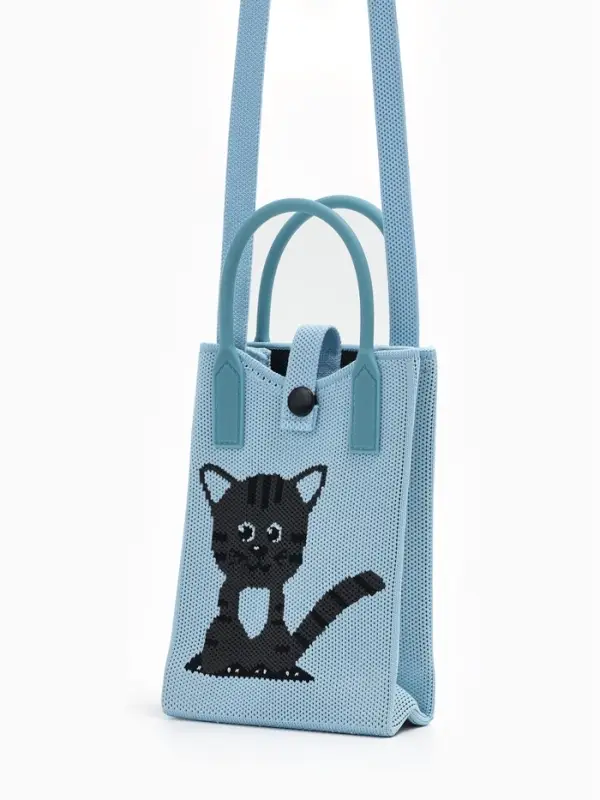 Сумка подр Коты, 12*4*17, отд на кнопке, дл ремень, голубой