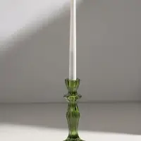 Подсвечник стекло "Бутон на ножке" зелёный d=2 см 10х10х20 см