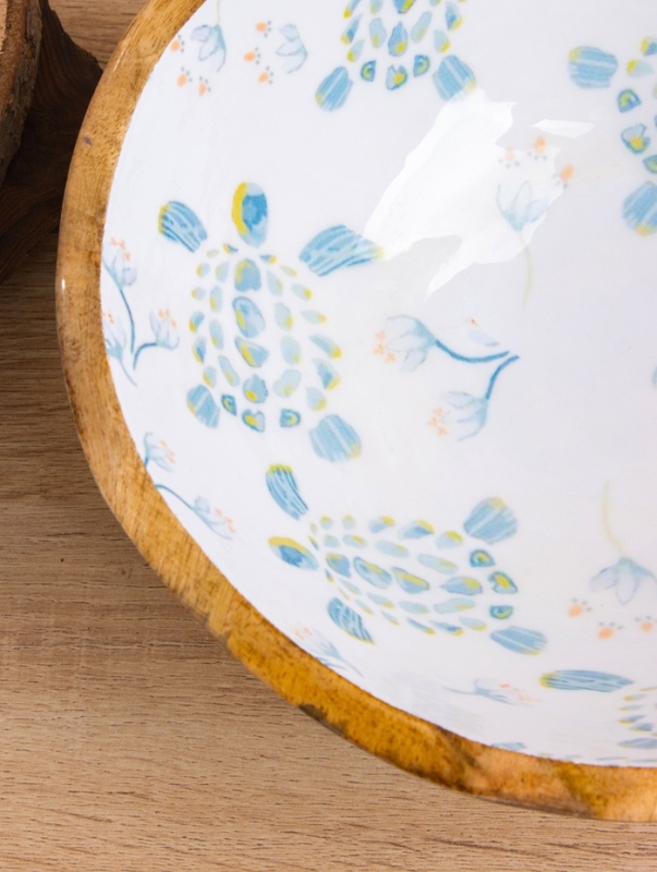 Салатник "Черепаха и цветы" дерево манго 23х23х10,5 см