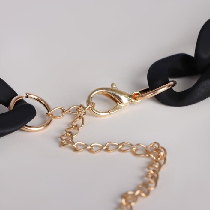 Колье &laquo;Цепь&raquo; плоские звенья, глянцевое, цвет чёрный, 48см