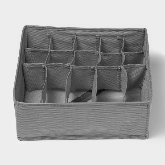 Органайзер для хранения белья &laquo;Смарт&raquo;, 15 ячеек, 30&times;30&times;11 см, цвет серый
