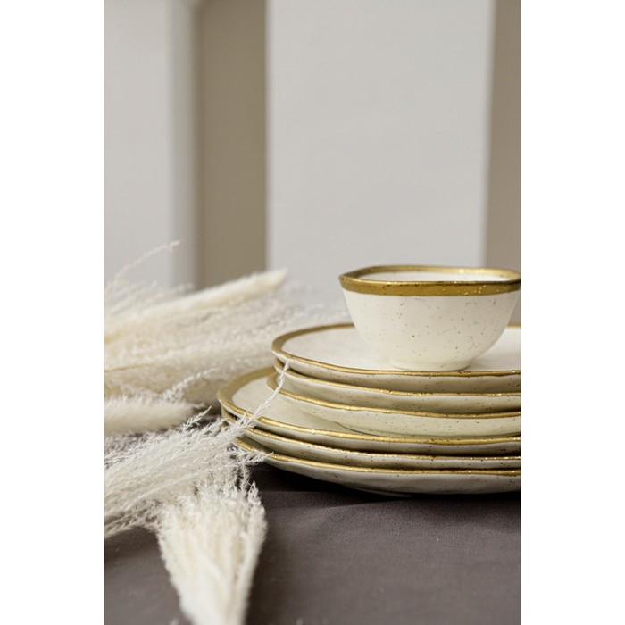 Тарелка фарфоровая пирожковая Magistro Poursephona, d=18,5 см, цвет бежевый