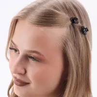 Крабик для волос &laquo;Чёрный ажур&raquo;, ореол сердца, 2.5 см