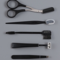 Набор для коррекции бровей, 5 шт.: пинцет, ножницы, 2 бритвы, щётка-расчёска