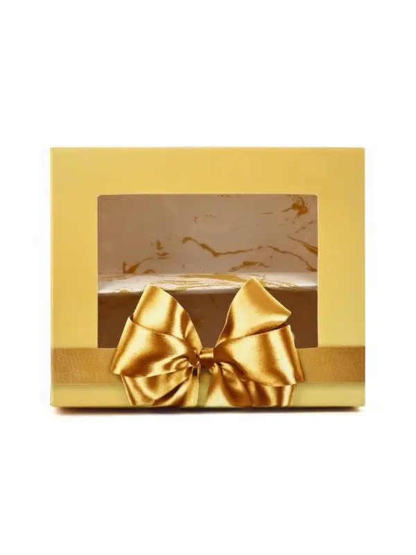 Кондитерская упаковка для макарун с окном, &laquo;Золотой бант&raquo;, 11&times;13.5&times;5.5 см