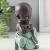 Сувенир полистоун "Маленький будда - медитация" зелёно-коричневый 5,8х7,7х12,3 см