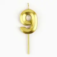 Свеча цифра для торта &laquo;9&raquo;, золото, 2,3 х 8 см