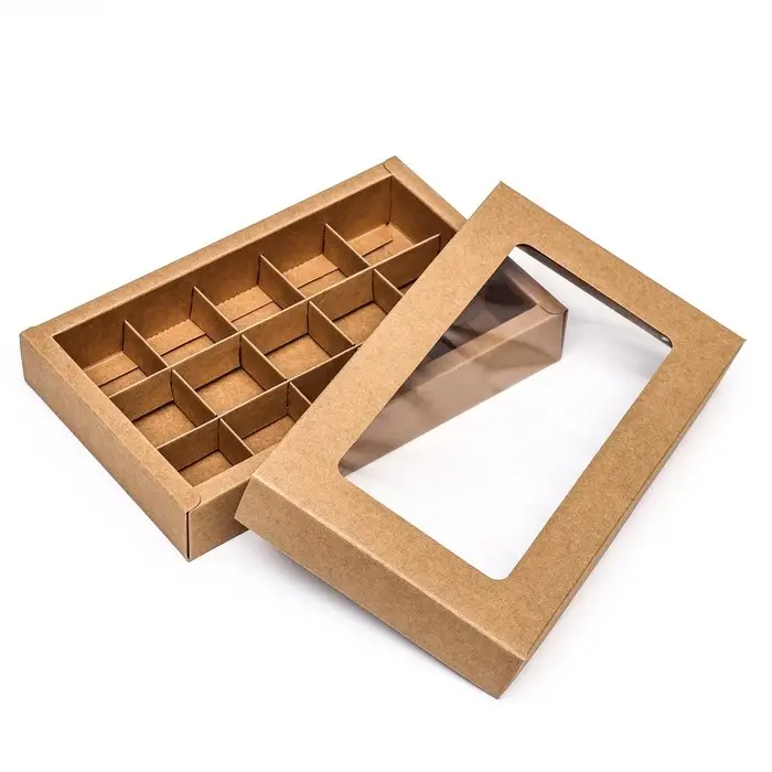 Коробка для 15 конфет, крафт, 13.7&times;22&times;3.5 см