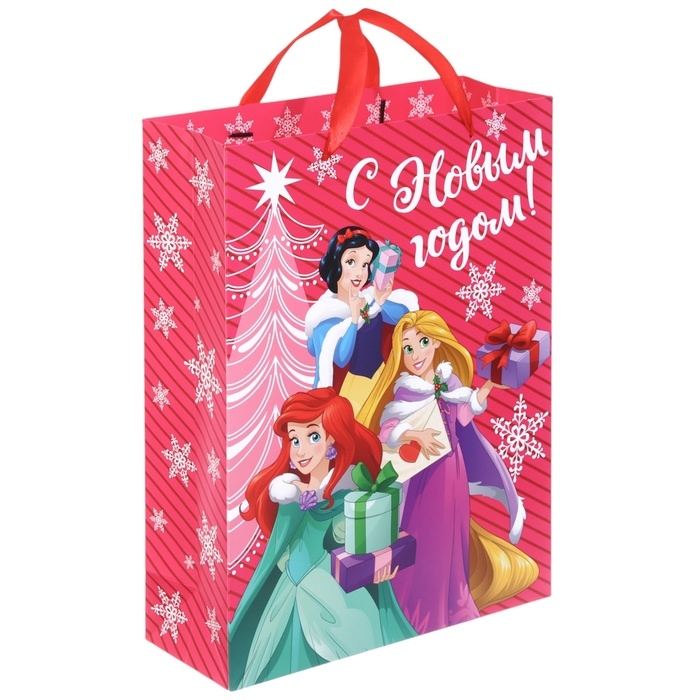 Новый год. Пакет подарочный, 31х40х11 см, упаковка, Принцессы