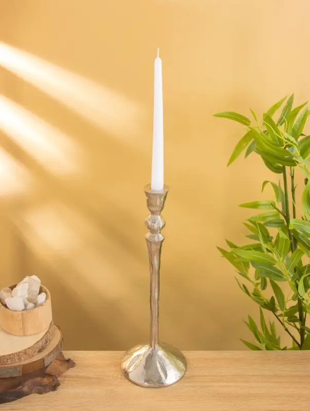 Подсвечник "Айси" алюминий 39 см, цв. серебро